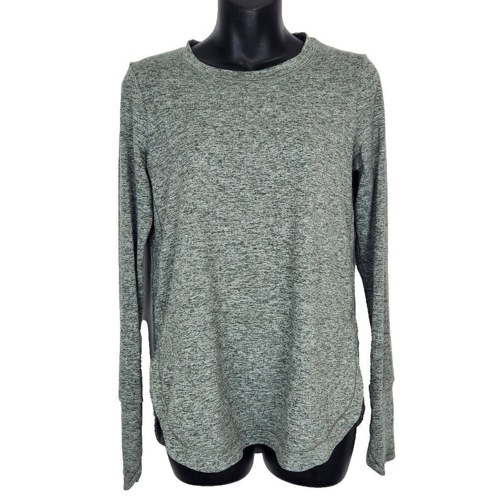 Athleta Uptempo Top Womens XS Heather Green Semi Fitted Long Sleeve Athletic‎
